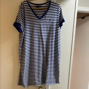 Tommy Hilfiger Blue and White Striped Maxi Dress